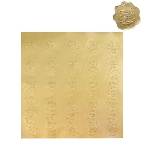 Einfache Aufkleber 250 Stück Gold geprägte Herzaufkleber, selbstklebende Siegelaufkleber for Umschläge, Geschenkpapier, for Hochzeitseinladungen, Dekoration(Thank you) von QWWQYDY