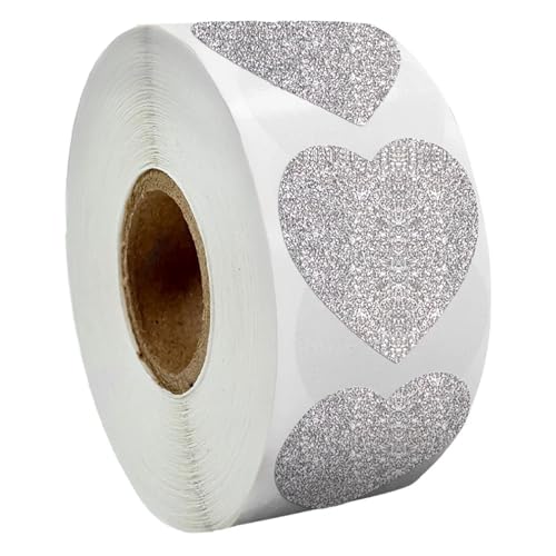 Einfache Aufkleber 50–300 Stück rote dekorative Geschenkaufkleber mit Glitzerherzen, Etiketten for Valentinstagskarten, Umschläge, Geburtstagspartys(QY979-100PCS) von QWWQYDY
