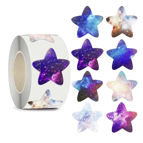 Einfache Aufkleber 50-500 STÜCKE Selbstklebende Stern Raum Aufkleber Belohnung Dekorative Geschenke Mit Aufkleber Etiketten 1 Zoll(Purple) von QWWQYDY