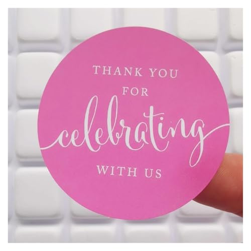 Einfache Aufkleber 60 stücke Kreis Geschenk Label Aufkleber 2 zoll Danke for Feiern mit Uns Runde Dank Label Party Favors Aufkleber(Pink) von QWWQYDY