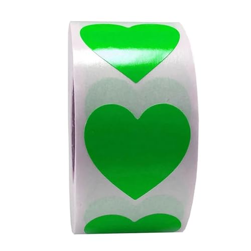 Einfache Aufkleber Herzform von Rot Aufkleber Siegeletiketten 50-500 Stück Etiketten Aufkleber Scrapbooking for Paket Hochzeitsdekoration Schreibwarenaufkleber(YH201Green-50pcs) von QWWQYDY