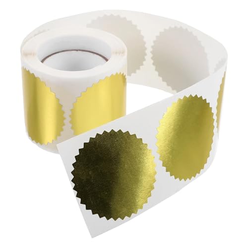 Einfache Aufkleber Prägeaufkleber in Gold und Silber, 50 mm, 400 Stück, Zertifikat-Zahnradaufkleber for Metallprägestempel, selbstklebende Etiketten, Scrapbooking(Golden) von QWWQYDY