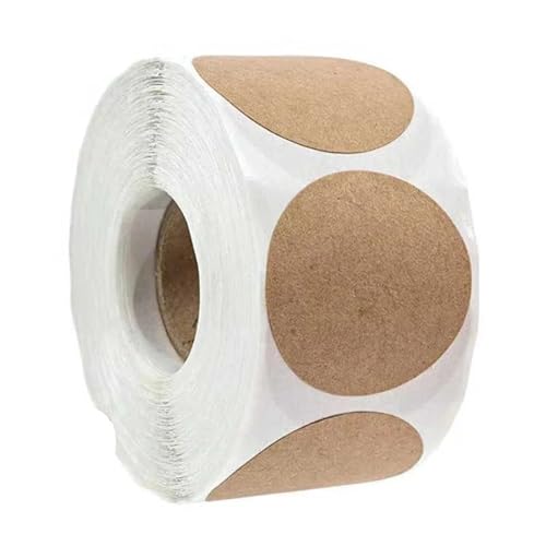 Einfache Aufkleber Runde, leere Etikettenaufkleber aus Kraftpapier, for Selbermachen, handgefertigte Geschenk-Siegelaufkleber, Klassifizierungsetiketten, 1 Zoll/1,5 Zoll/2 Zoll(50mm 100pcs 1pack) von QWWQYDY
