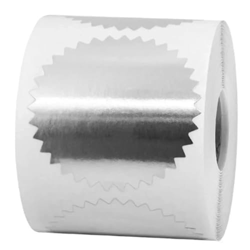 Einfache Aufkleber Runder geprägter Siegelaufkleber Farbetikettenaufkleber Prägestempelaufkleber Stempeldruck Logo-Geschenkverpackungsaufkleber(Silver) von QWWQYDY