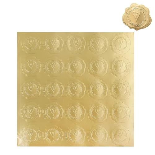 Einfache Aufkleber Selbstklebende goldgeprägte Herzaufkleber Siegeletiketten Hochzeitseinladungskarten Umschlagdekoration Weihnachtsgeschenk DIY Dekor(Golden heart,1 Sheet(25pcs)) von QWWQYDY