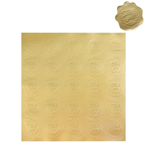 Einfache Aufkleber Selbstklebende goldgeprägte Herzaufkleber Siegeletiketten Hochzeitseinladungskarten Umschlagdekoration Weihnachtsgeschenk DIY Dekor(Thank you,1 Sheet(25pcs)) von QWWQYDY