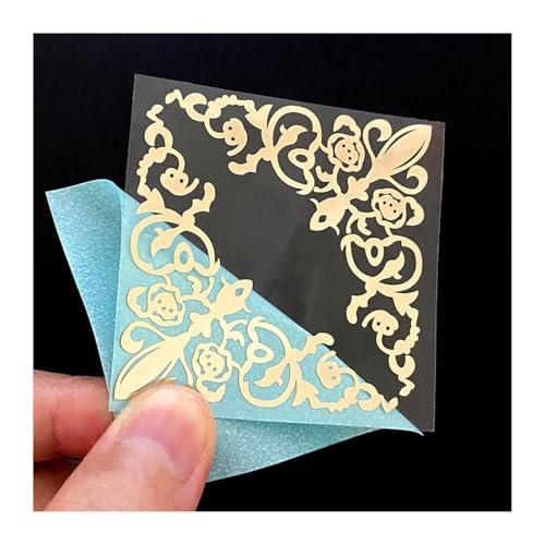 Einfache Aufkleber Vintage Muster Bordüre Metall Aufkleber Telefon Rückseite Aufkleber Rückseite Schale Deko Aufkleber Notizbuch Geschenkbox Handgefertigter Aufnäher(Wh) von QWWQYDY