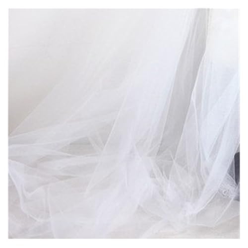 Netzgarnrolle Leichter Gaze-Nebel-Netzstoff, weich, zart, reine Farbe, Spitzengarn for DIY-Hintergrund, Schleier, Hochzeitskleid, Fee, Tüll-Dekoration(Bleach) von QWWQYDY