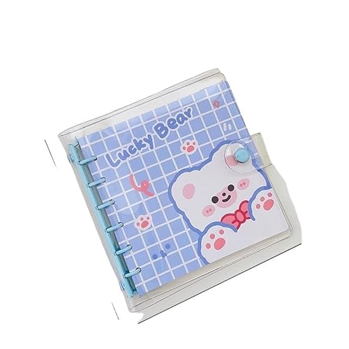 QWWQYDY Loose Leaf Notebook 80-Blatt-Notizbuch, schönes 6-Ringbuch-Tagebuch, Notizblock, schönes Scrapbook-PVC-wasserdichtes Tagebuch(Blue Bear) von QWWQYDY
