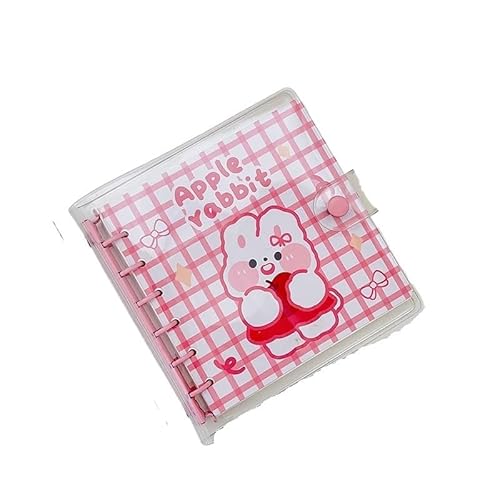 QWWQYDY Loose Leaf Notebook 80-Blatt-Notizbuch, schönes 6-Ringbuch-Tagebuch, Notizblock, schönes Scrapbook-PVC-wasserdichtes Tagebuch(Pink Bunny) von QWWQYDY