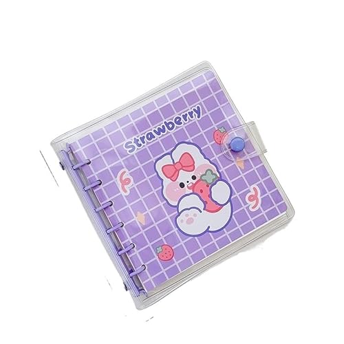 QWWQYDY Loose Leaf Notebook 80-Blatt-Notizbuch, schönes 6-Ringbuch-Tagebuch, Notizblock, schönes Scrapbook-PVC-wasserdichtes Tagebuch(Purple Bunny) von QWWQYDY