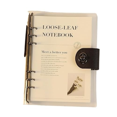 QWWQYDY Loose Leaf Notebook 90 Sheet Inner Page Binder Notebook Cover Diary Agenda Planner Paper Cover Stationery(A5 black) von QWWQYDY