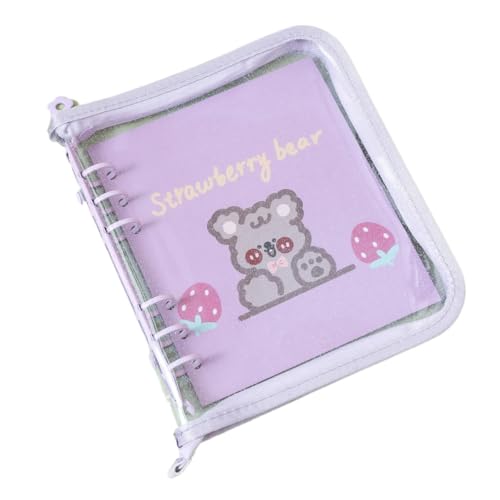 QWWQYDY Loose Leaf Notebook A6 quadratischer farbiger Reißverschlussordner, Fotokarten-Sammelbuch, Postkarten-Organizer, Tagebuch-Notizbuch(Purple) von QWWQYDY