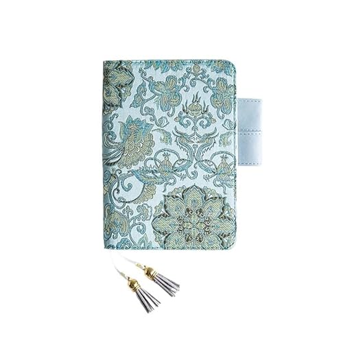 QWWQYDY Loose Leaf Notebook Blue Flower Notebook Tassel Mark Hand Account Book Lattice Small Fresh Creative Diary(A6) von QWWQYDY