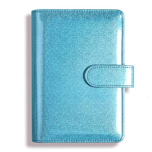 QWWQYDY Loose Leaf Notebook Glitzer-Kreativhandbuch, glitzerndes Notizblock-Shell-Lasermuster-Notizbuch, Loseblatthülle, A5, PU-Leder(Blue) von QWWQYDY