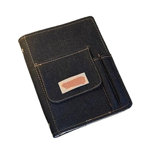 QWWQYDY Loose Leaf Notebook Kreative Denim-Notizbücher, Binder-Journal, Hand-Ledger-Tagebuch, Geschenkbox, Mädchen-Notizbuch, Schreibwaren-Aufbewahrung(Dark blue) von QWWQYDY