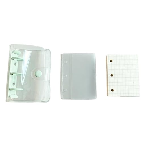 QWWQYDY Loose Leaf Notebook Loseblatt-Binder-Notizbuch, 3 Ringe, Biner-Planer, Mini-Notizblock, Tagebuch, Tagebuch, Planer, niedliches Taschenbuch, Bürobedarf(Mint green) von QWWQYDY