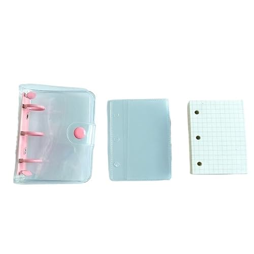 QWWQYDY Loose Leaf Notebook Loseblatt-Binder-Notizbuch, 3 Ringe, Biner-Planer, Mini-Notizblock, Tagebuch, Tagebuch, Planer, niedliches Taschenbuch, Bürobedarf(Pink) von QWWQYDY