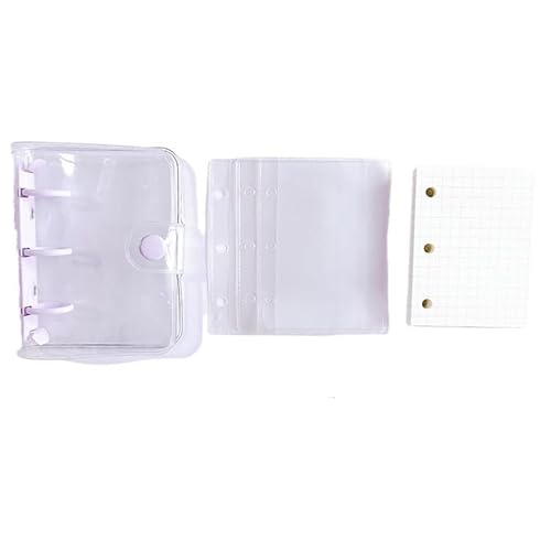 QWWQYDY Loose Leaf Notebook Loseblatt-Binder-Notizbuch, 3 Ringe, Biner-Planer, Mini-Notizblock, Tagebuch, Tagebuch, Planer, niedliches Taschenbuch, Bürobedarf(Purple) von QWWQYDY