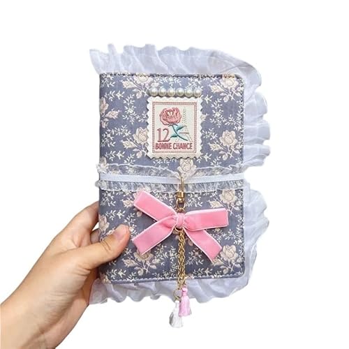 QWWQYDY Loose Leaf Notebook Lovely Girl Loose-leaf Set Book Diary Rose Hand Tent Book Cloth Art Lace Edge Notebook(A,A5) von QWWQYDY