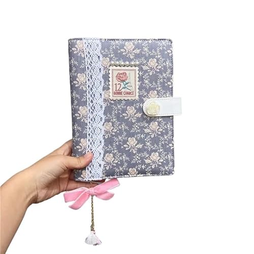 QWWQYDY Loose Leaf Notebook Lovely Girl Loose-leaf Set Book Diary Rose Hand Tent Book Cloth Art Lace Edge Notebook(B,A5) von QWWQYDY