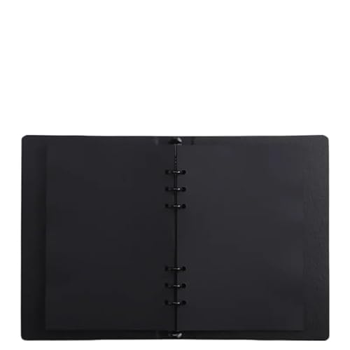 QWWQYDY Loose Leaf Notebook Office PU Writing Leather Card Notepad Black Minimalist Paper Leaf Inner Page Business Hand Notebook Account Loose(Black Blank page) von QWWQYDY