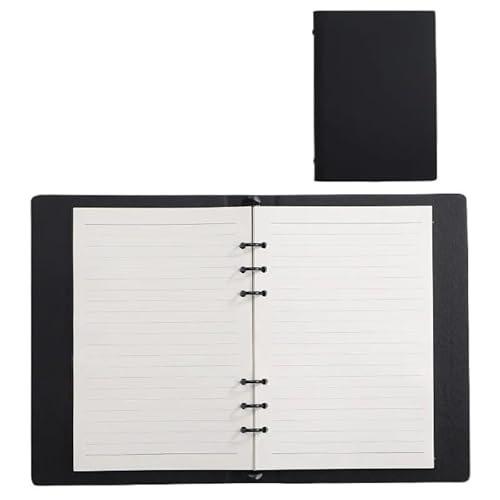QWWQYDY Loose Leaf Notebook Office PU Writing Leather Card Notepad Black Minimalist Paper Leaf Inner Page Business Hand Notebook Account Loose(White crossing page) von QWWQYDY