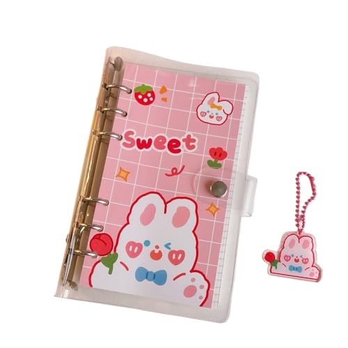 QWWQYDY Loose Leaf Notebook Spiralbinder-Notizbuch, Raster, horizontale Linien, innerer Kern, ästhetische Agenda, Planer, Organizer, Notizbuch, Tagebücher(Flower Rabbit) von QWWQYDY
