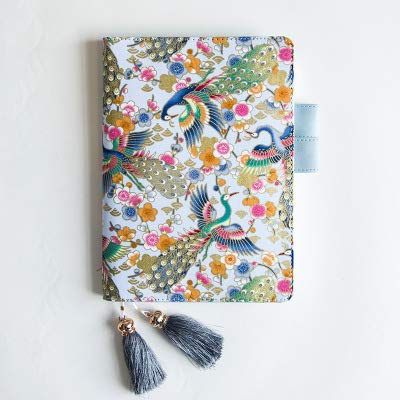 QWWQYDY Loose Leaf Notebook Standard-A5-Tagebuch, Notizbuch, Zubehör, Vintage-Tages- und Wochenplaner, Organizer, Agenda, Journal(Peacock A5,With Grid Book) von QWWQYDY