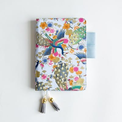 QWWQYDY Loose Leaf Notebook Standard-A5-Tagebuch, Notizbuch, Zubehör, Vintage-Tages- und Wochenplaner, Organizer, Agenda, Journal(Peacock A6,With Grid Book) von QWWQYDY