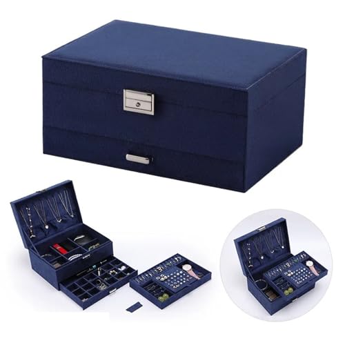QWWQYDY Schmuckaufbewahrung Aufbewahrungsbox aus Flanell, anspruchsvolle, moderne, dekorative Schmuckschatulle, praktische Schmuckschatulle als Geschenk for Frauen(Blue) von QWWQYDY