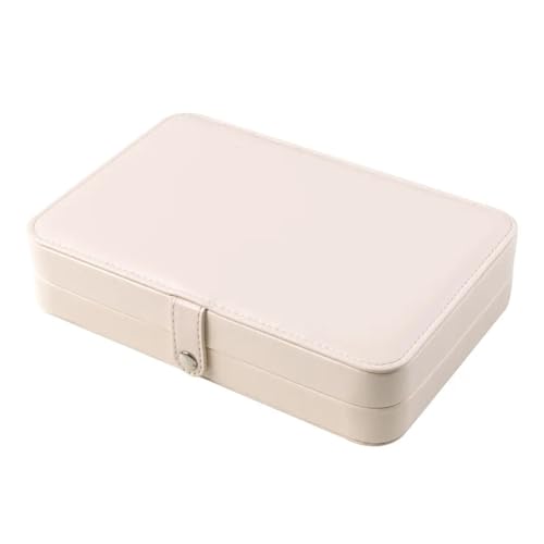 QWWQYDY Schmuckaufbewahrung Doppelschichtige Schmuckschatulle for Ringe und Halsketten.(Beige) von QWWQYDY