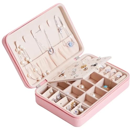 QWWQYDY Schmuckaufbewahrung Schmuck-Organizer, Reise-Schmucketui, tragbare Schmuckschatulle, Leder-Aufbewahrungskoffer(GRAY) von QWWQYDY