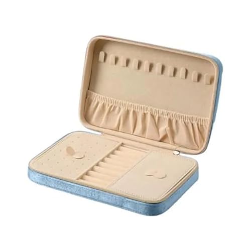 QWWQYDY Schmuckaufbewahrung Schmuckschatulle Aus Samt, Staubdicht, Mit Zwei Herausnehmbaren Trennwänden, Schmuckvitrine, Große Kapazität, Aufbewahrungsbox For Schmuck, Halskette(Blue) von QWWQYDY