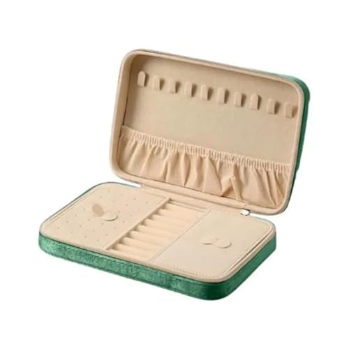 QWWQYDY Schmuckaufbewahrung Schmuckschatulle Aus Samt, Staubdicht, Mit Zwei Herausnehmbaren Trennwänden, Schmuckvitrine, Große Kapazität, Aufbewahrungsbox For Schmuck, Halskette(Green) von QWWQYDY