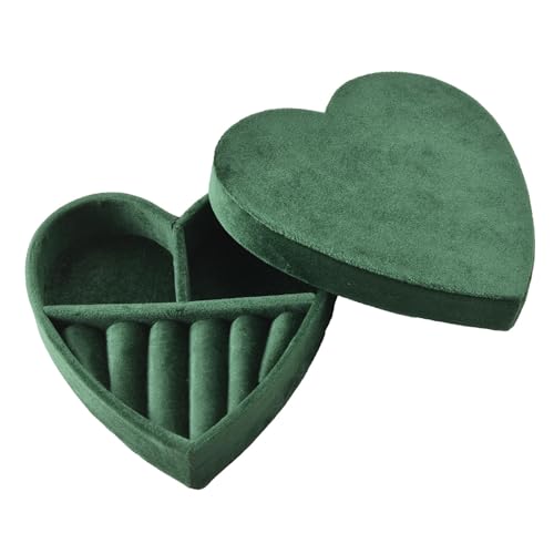 QWWQYDY Schmuckaufbewahrung Schmuckschatulle aus Samt in Herzform for Ringe und Halsketten, Organizer for Geburtstage, Valentinstag, Hochzeiten, Geschenke for Liebesschmuck, Verpackungsetui(G116) von QWWQYDY