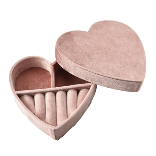 QWWQYDY Schmuckaufbewahrung Schmuckschatulle aus Samt in Herzform for Ringe und Halsketten, Organizer for Geburtstage, Valentinstag, Hochzeiten, Geschenke for Liebesschmuck, Verpackungsetui(G86) von QWWQYDY