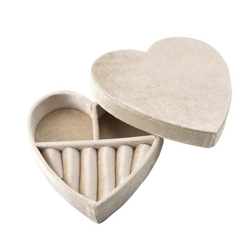 QWWQYDY Schmuckaufbewahrung Schmuckschatulle aus Samt in Herzform for Ringe und Halsketten, Organizer for Geburtstage, Valentinstag, Hochzeiten, Geschenke for Liebesschmuck, Verpackungsetui(G96) von QWWQYDY
