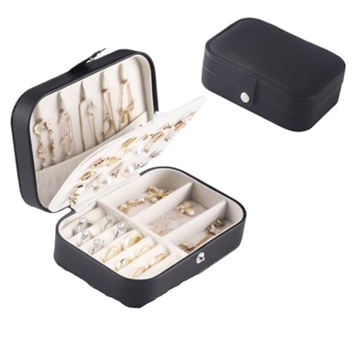 QWWQYDY Schmuckaufbewahrung Tragbare Schmuckschatulle Schmuck Organizer Display Reise Schmuck Fall Boxen Knopf Leder Lagerung(Green) von QWWQYDY