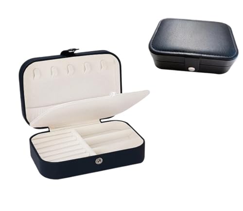 QWWQYDY Schmuckaufbewahrung Tragbare Schmuckschatulle Schmuck Organizer Display Reise Schmucketui Boxen Knopf Leder Aufbewahrung Reißverschluss Juweliere(Black) von QWWQYDY