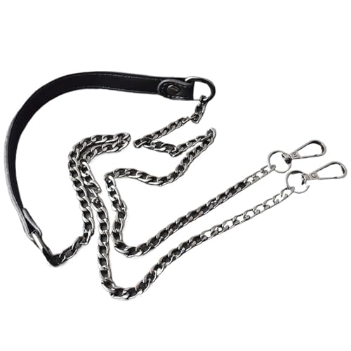QWWQYDY Taschengurt 120 cm Metall-Taschenkette, Ersatz-PU-Ledertaschengurte for DIY-Handtaschengriffe, Schultergurte, Zubehör, Taschengriffe(Black) von QWWQYDY