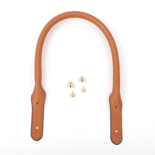 QWWQYDY Taschengurt 2 Stück 45 cm Schwarz Hellbraun Taschengriffe Ersatz PU Leder Umhängetaschengurt Taschengurt for DIY Frauen Handtasche Zubehör(Tan Gold Nails) von QWWQYDY