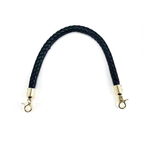 QWWQYDY Taschengurt 30/40/60 cm PU-Leder geflochtener Schultertaschengurt, Kurze Griffe, DIY-Ersatz-Geldbörsengriff for Handtaschengürtel-Zubehör(Black,60cm) von QWWQYDY