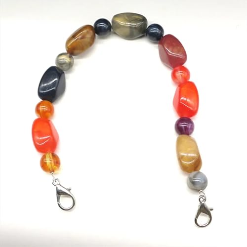 QWWQYDY Taschengurt Gelee-Griff, Bunte Perlenriemen, austauschbarer Handtaschenriemen aus Harz mit Perlglanzeffekt, DIY-Taschenzubehör for Abendtaschen(Colorful,34.5cm Silver Clasps) von QWWQYDY