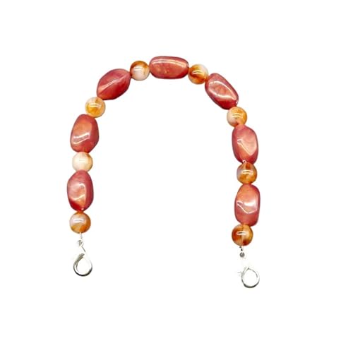 QWWQYDY Taschengurt Gelee-Griff, Bunte Perlenriemen, austauschbarer Handtaschenriemen aus Harz mit Perlglanzeffekt, DIY-Taschenzubehör for Abendtaschen(Dark Red,34.5cm Gold Clasps) von QWWQYDY