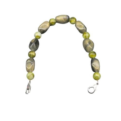 QWWQYDY Taschengurt Gelee-Griff, Bunte Perlenriemen, austauschbarer Handtaschenriemen aus Harz mit Perlglanzeffekt, DIY-Taschenzubehör for Abendtaschen(Green Yellow,34.5cm Silver Clasps) von QWWQYDY