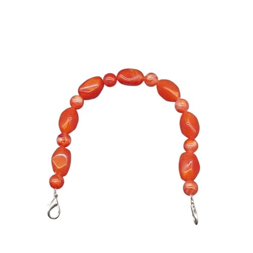 QWWQYDY Taschengurt Gelee-Griff, Bunte Perlenriemen, austauschbarer Handtaschenriemen aus Harz mit Perlglanzeffekt, DIY-Taschenzubehör for Abendtaschen(Red,34.5cm Silver Clasps) von QWWQYDY