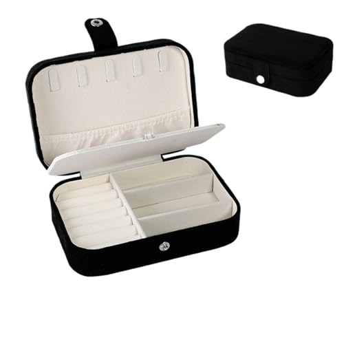 Schmuckaufbewahrung Personalisierte Hochzeitsschmuck-Aufbewahrungsbox, tragbare Reise-Schmuckschatulle, Geschenke for Brautjungfern, Aufbewahrungskoffer for Ohrringe und Halsketten(Black,Gold Text) von QWWQYDY