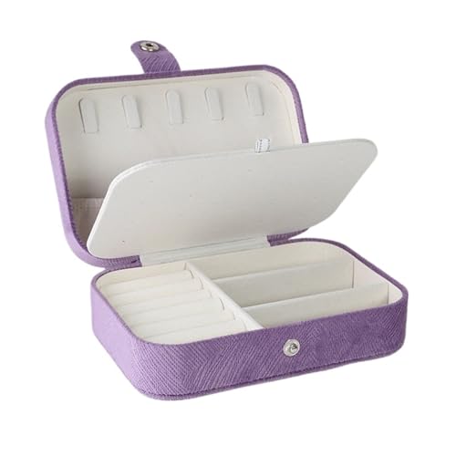 Schmuckaufbewahrung Personalisierte Hochzeitsschmuck-Aufbewahrungsbox, tragbare Reise-Schmuckschatulle, Geschenke for Brautjungfern, Aufbewahrungskoffer for Ohrringe und Halsketten(Purple,Gold Text) von QWWQYDY
