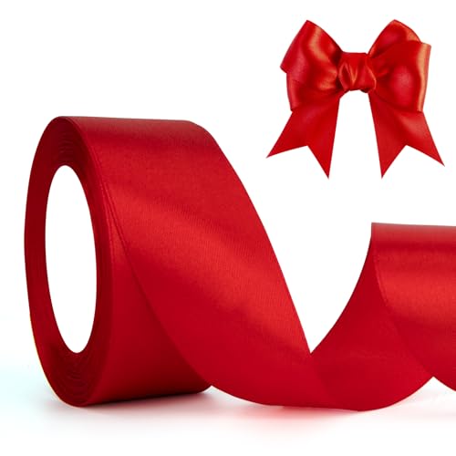 Rot Geschenkband Weihnachten Schleifenband Rot Red Satinband Rot 23m, 4cm Breite, Dekoband Dick Stoffband für Hochzeit Halloween Taufe Valentinstag DIY-Handwerk Geschenkverpackung Basteln Seidenband Rot Geschenkband Weihnachten Schleifenband Rot Red Satinband Rot 23m, 4cm Breite, Dekoband Dick Stoffband für Hochzeit Halloween Taufe Valentinstag DIY-Handwerk Geschenkverpackung Basteln Seidenband von QWZify
